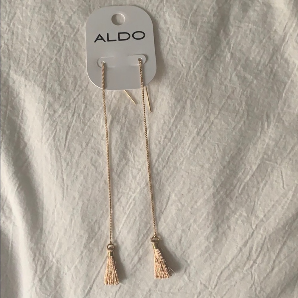 ALDO Long Threader Rose Gold Fringe Earrings